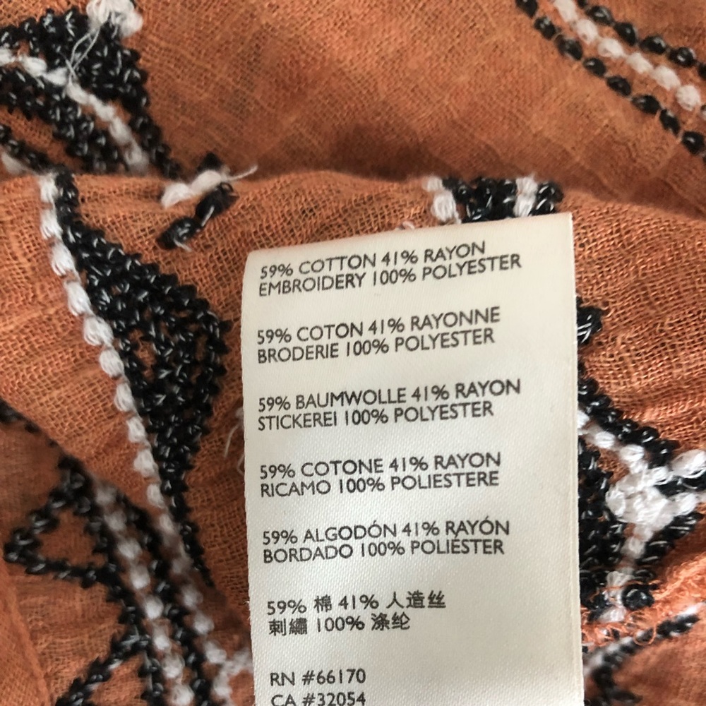 Free People Rust Orange Embroidered Boho Tunic - Picture 5 of 6